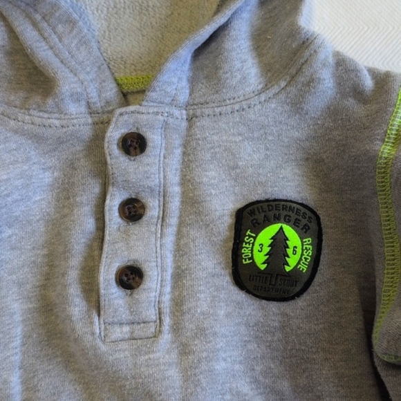carter's comfy gray henley style hoodie sweatshirt 18 months baby boy - Picture 2 of 7